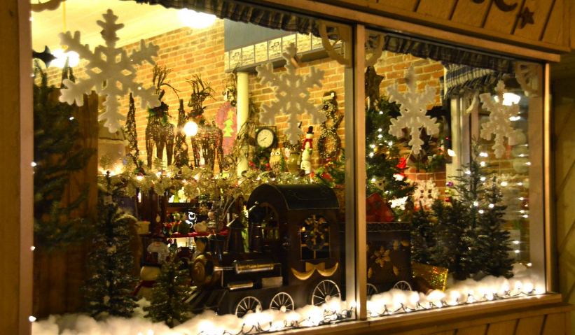 Christmas window display in Burlington Iowa