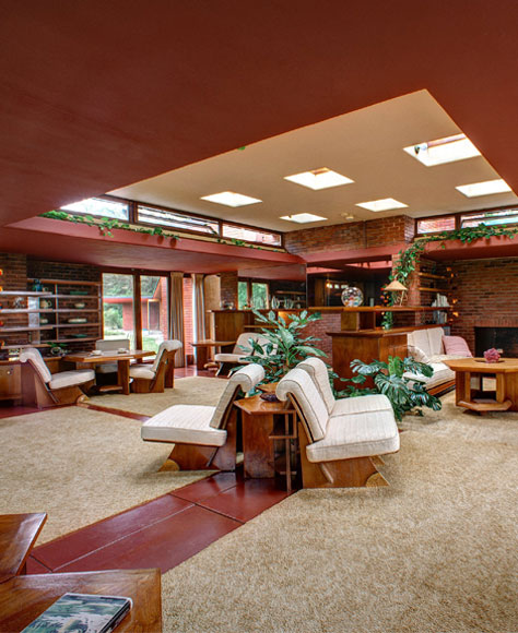 Living room of a Frank Lloyd Wright house