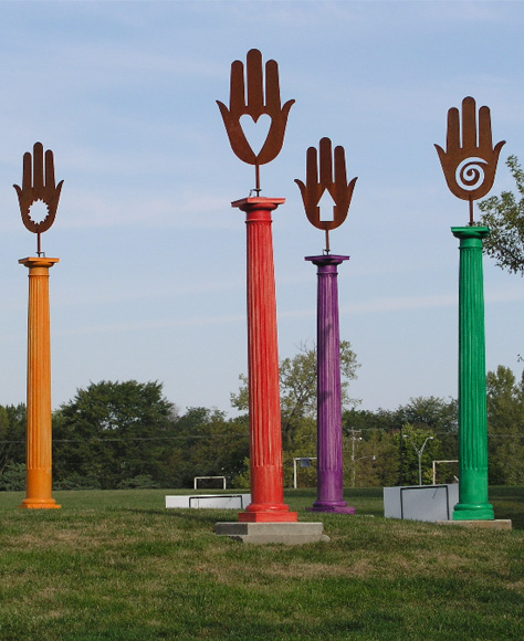 Colorful Hands Sculptures